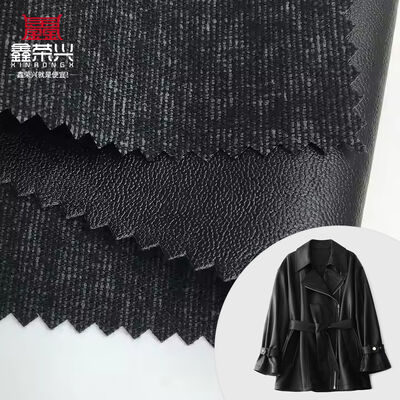 128 Elastic Embossed Sheepskin Grain Synthetic Leather Faux Leather Fabric for Clothing Garments Skirts Bags Wash-Free PU