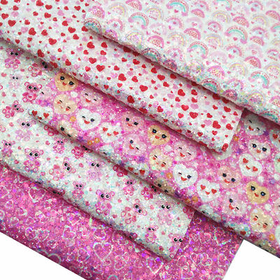 طباعة الوردي PU الجلد البوليوريثين اللمعان عيد الحب شكل غريتيل