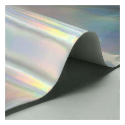 قوس قزح PU فيلم ليزر هولوغرافي مرآة الجلد الاصطناعي مصنوع من الجلد الزائف الأحذية الفخامة الحقيبة اليدوية القماش الجلدي