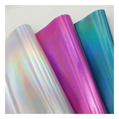 قوس قزح PU فيلم ليزر هولوغرافي مرآة الجلد الاصطناعي مصنوع من الجلد الزائف الأحذية الفخامة الحقيبة اليدوية القماش الجلدي