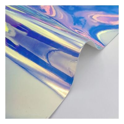 قوس قزح بو هولوغرافي معدني ملون مرآة جلد صناعي اصطناعي فو أحذية حقيبة يد دفتر ملاحظات جلد قماش