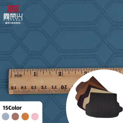 PVC Imitation Embroidery Hexagon Artificial Synthetic Leather for Car Foot Car Seats Sofa Decorate Bag Faux Leather Fabric