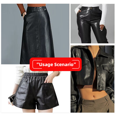 128 Elastic Embossed Sheepskin Grain Synthetic Leather Faux Leather Fabric for Clothing Garments Skirts Bags Wash-Free PU