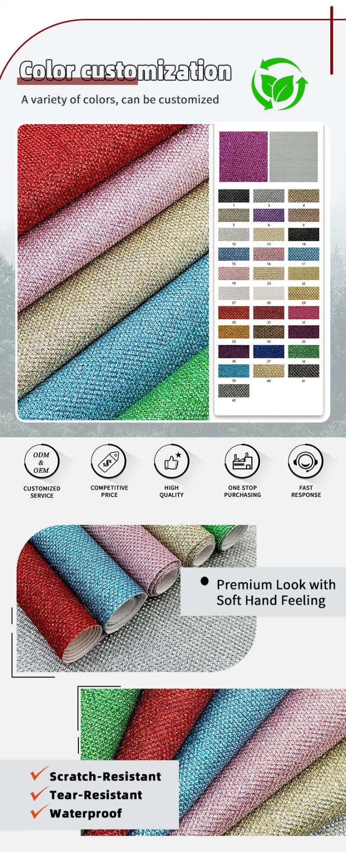 بطانة حذاء من جلد البولي فينيل كلورايد اللامع الخشن للمجوهرات والحرف اليدوية وحقائب الأمتعة وتغليف المواد الجلدية الصناعية والأريكة 4