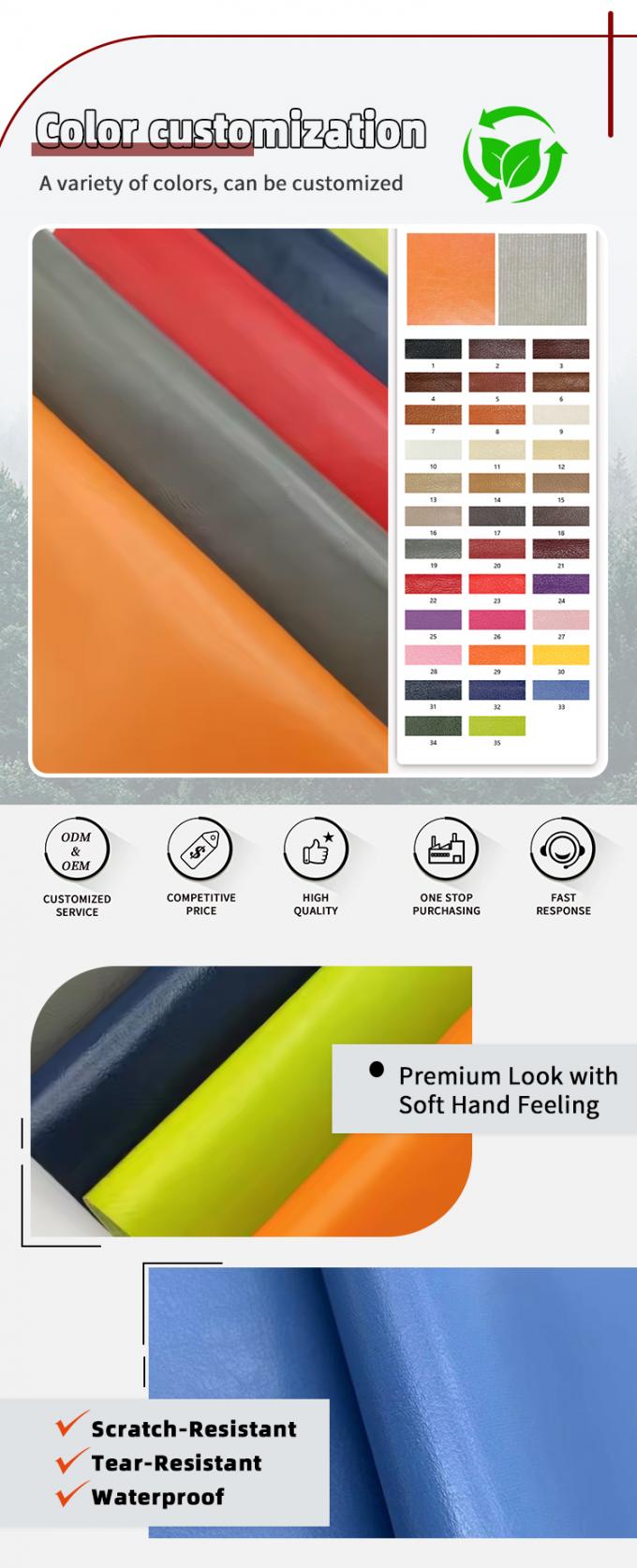 قماش جلد محبوك من البولي فينيل كلورايد للأثاث 57/58 بوصة مقاوم للماء ومقاوم للتآكل 4