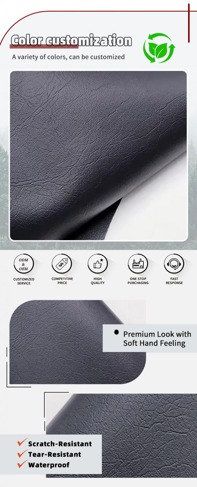 PVC الأثاث الجلد 0.6 ملم المادة المكسوة المقاومة للماء المنحوت 4