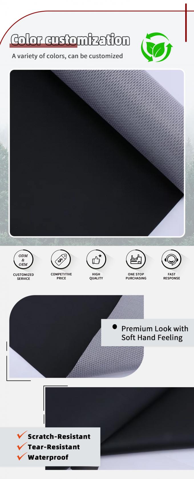 جلد حبيبات الثقب PVC لمقاعد السيارة - مقاوم للماء ومقاوم للتآكل 4