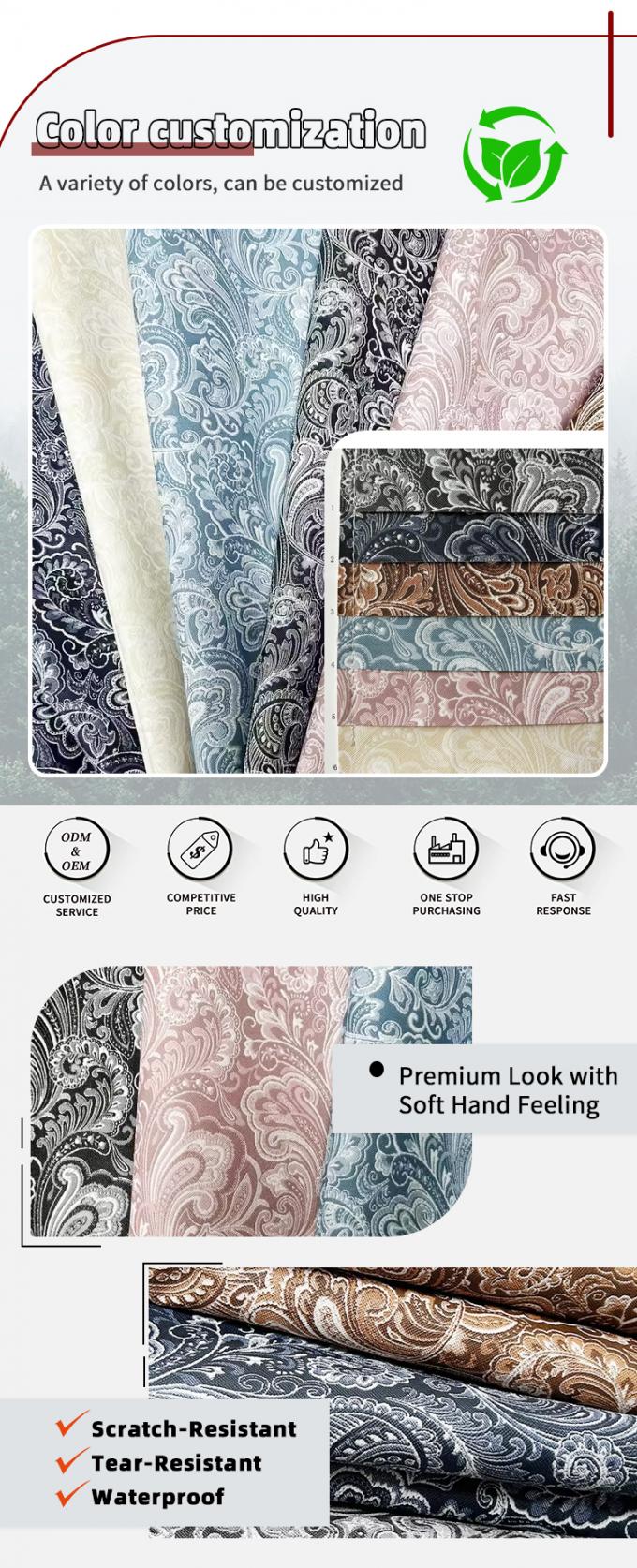 Floral Printed PVC Synthetic Artificial Leather Fabric for Bag Notebook Phone Shell Sofa Craft Use Floral Printed Faux Leather 4
