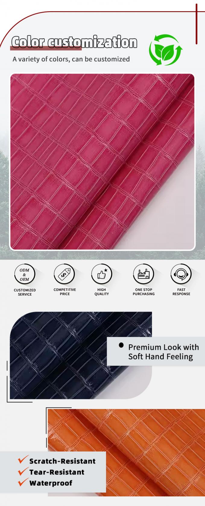 PVC لامعة عالية نمط الخيزران الحبوب الجلد الاصطناعي الجلد الديكور الأحذية الحقائب مربع القماش الجلد المزيف 4