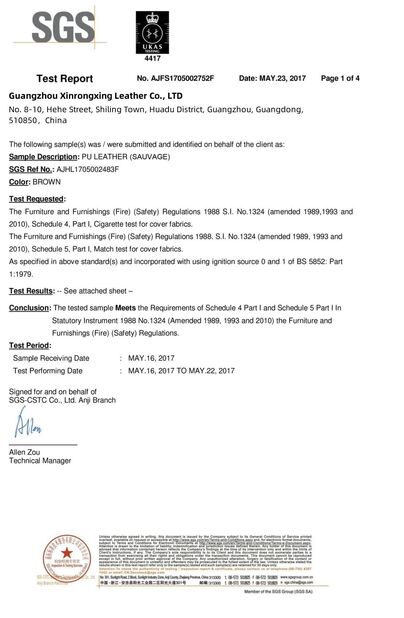 الصين Guangzhou Xinrongxing Leather Co., Ltd. الشهادات